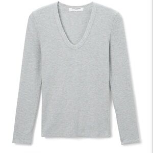 PERFECTWHITETEE robyn long sleeve tee in heather grey sz XS